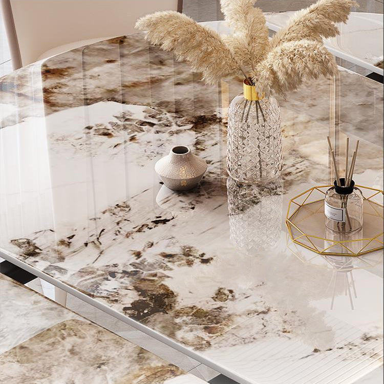 Simplicity Style Round Dining Table Stone Drop-Leaf Home Furniture