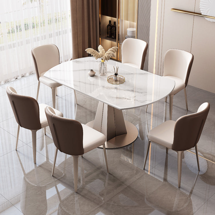 Simplicity Style Round Dining Table Stone Drop-Leaf Home Furniture