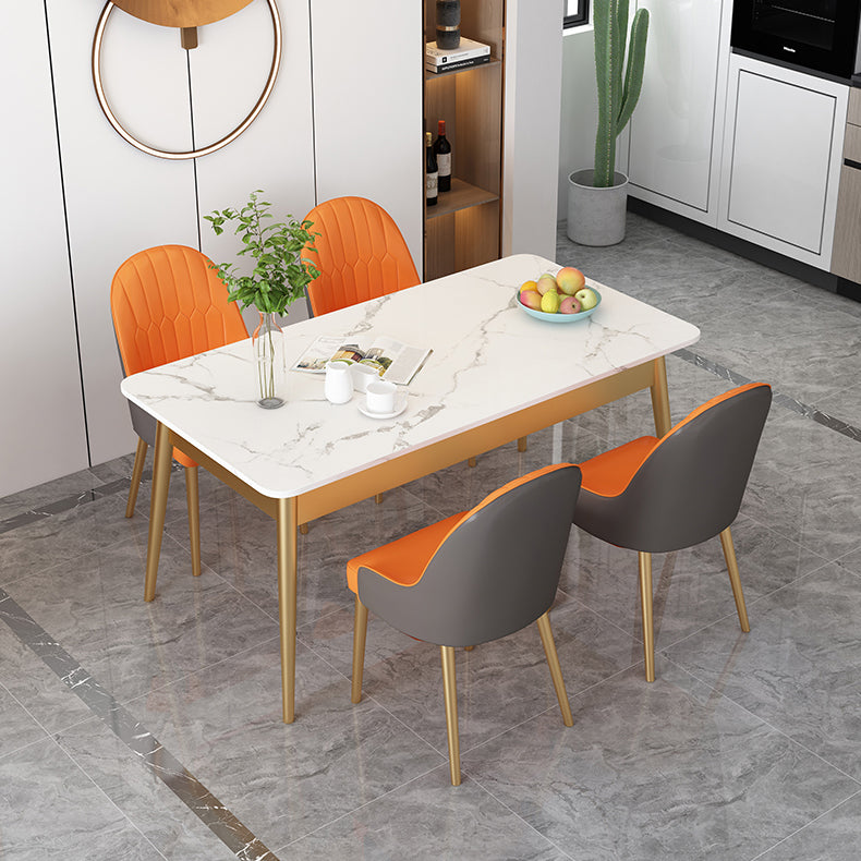 Modern Dinning Table White Top Stone Rectangle Dining Table for Kitchen