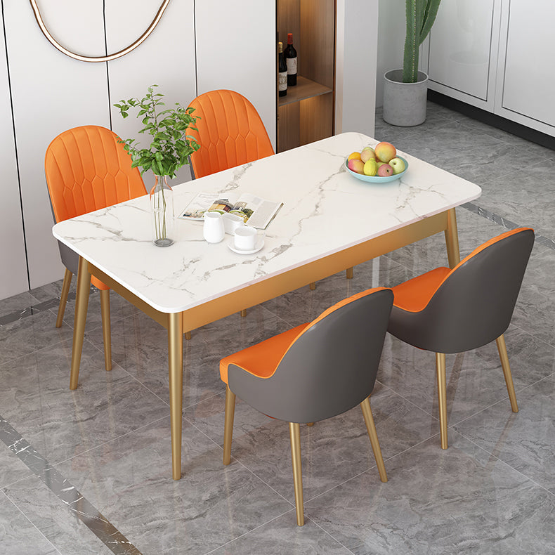 Modern Dinning Table White Top Stone Rectangle Dining Table for Kitchen