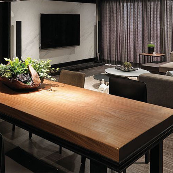 Rectangle Industrial Dining Table Solid Wood Top Home Table with 4 Black Iron Legs