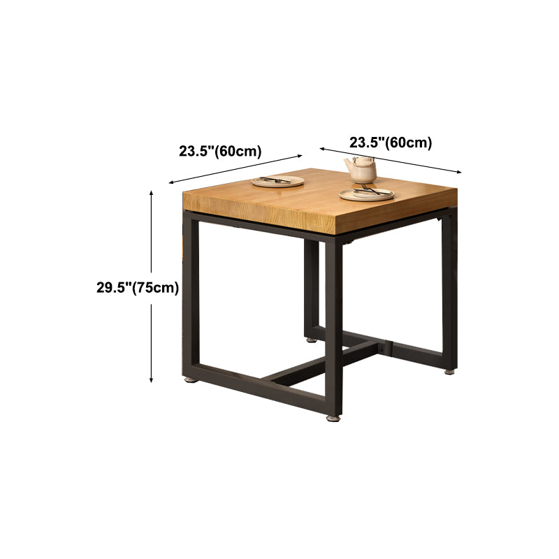 Natural Industrial Rectangle Dining Table Solid Wood Top Black Trestle Base Table
