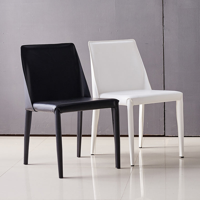 Minimalist Design Leather Dining Chair for Home Solid Back Chair