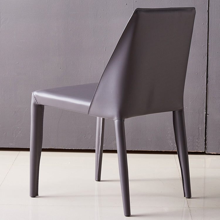 Minimalist Design Leather Dining Chair for Home Solid Back Chair