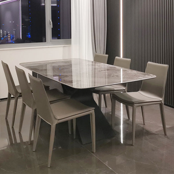 Leather Dining Chair Minimalist Design Solid Back Armless Dining Chair