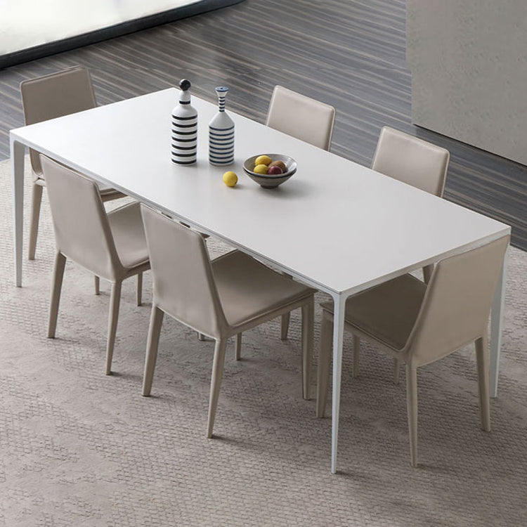 Leather Dining Chair Minimalist Design Solid Back Armless Dining Chair