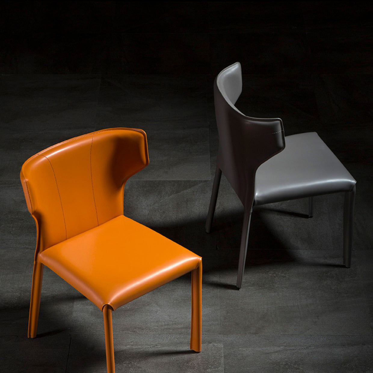 Modern Leather Dining Chair Wingback Dining Side Chair for Restaurant