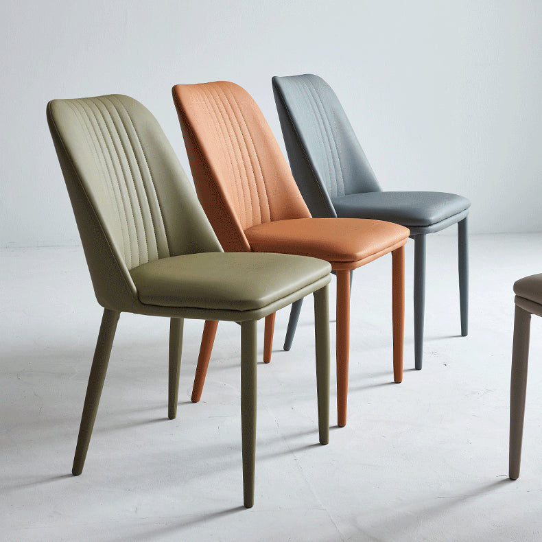 Leather Dining Chair Minimalist Style Armless Solid Back Chair for Home
