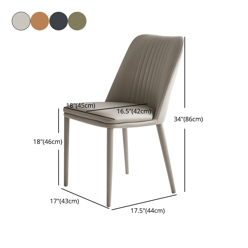 Leather Dining Chair Minimalist Style Armless Solid Back Chair for Home