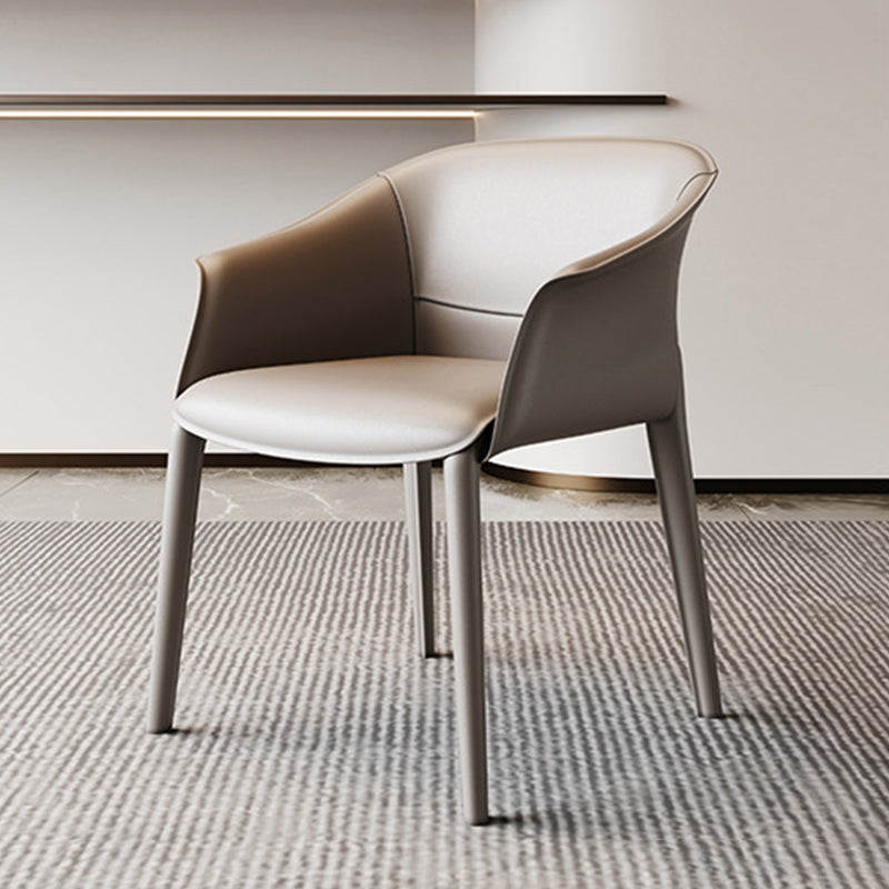 Solid Back Chairs Contemporary Design Arm Leather Dining Chair
