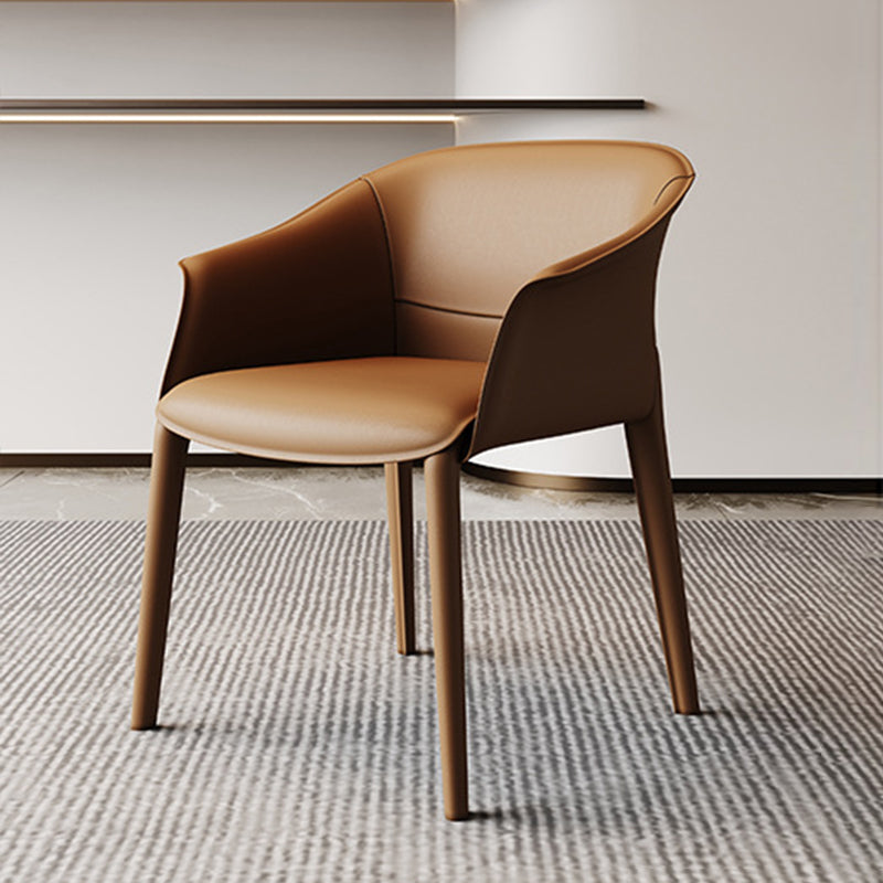 Solid Back Chairs Contemporary Design Arm Leather Dining Chair