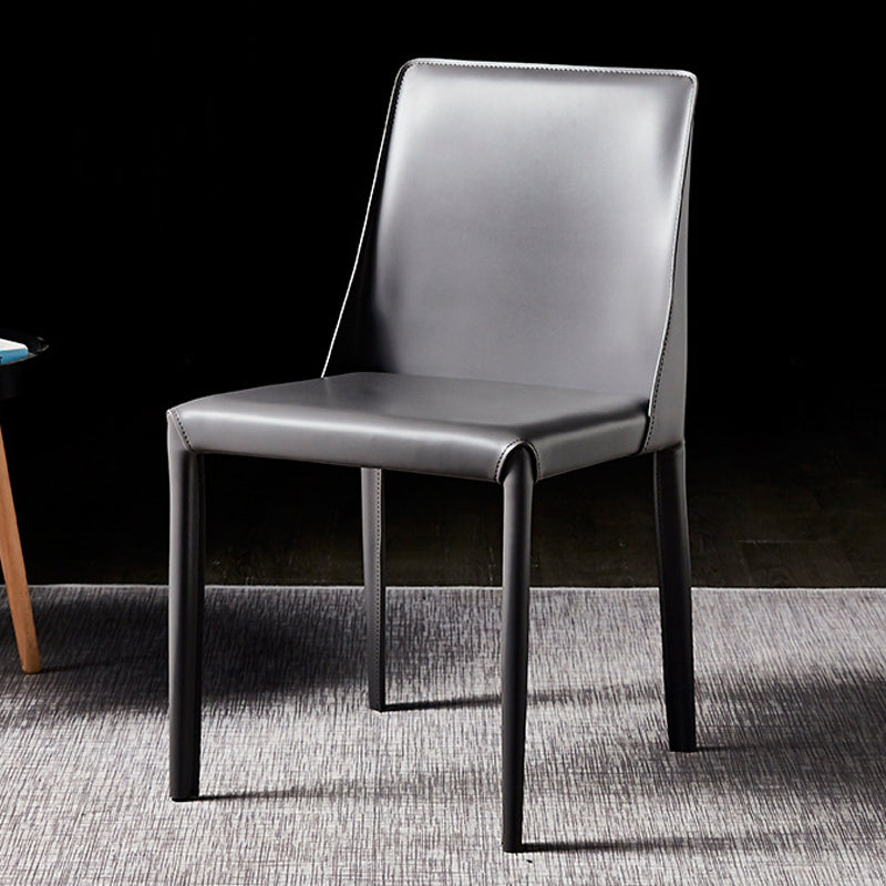 Solid Back Chair Contemporary Modern Leather Indoor-Outdoor Side Chair