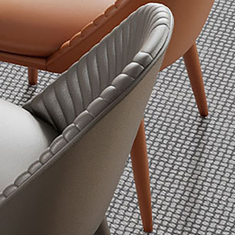 Minimalist Armless Solid Back Chair for Kitchen Leather Dining Chair