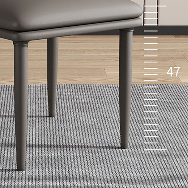 Minimalist Armless Solid Back Chair for Kitchen Leather Dining Chair