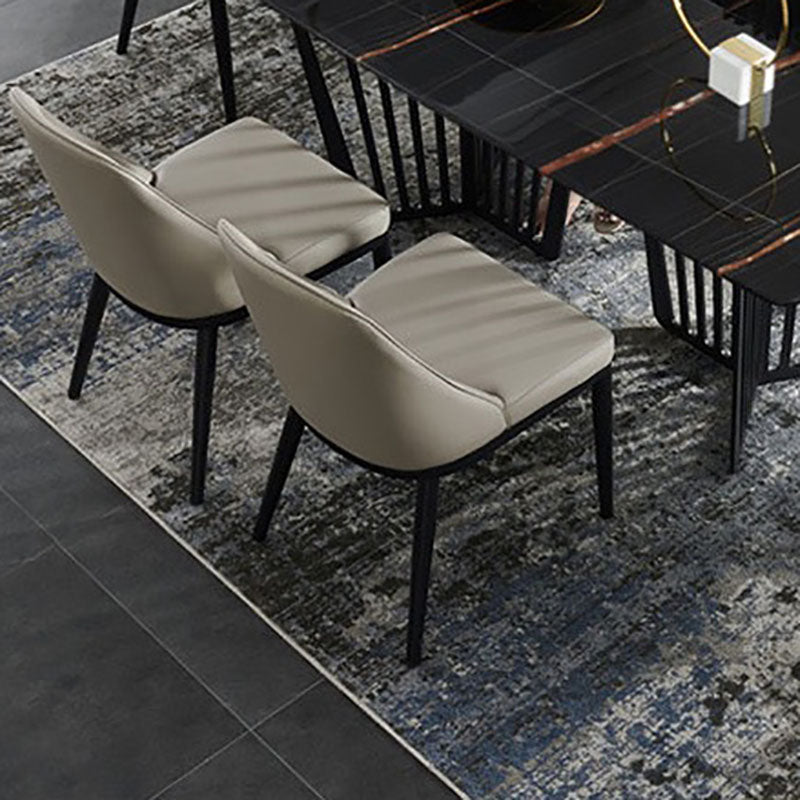 Contemporary Dining Chair Kitchen Armless Chairs with Metal Legs