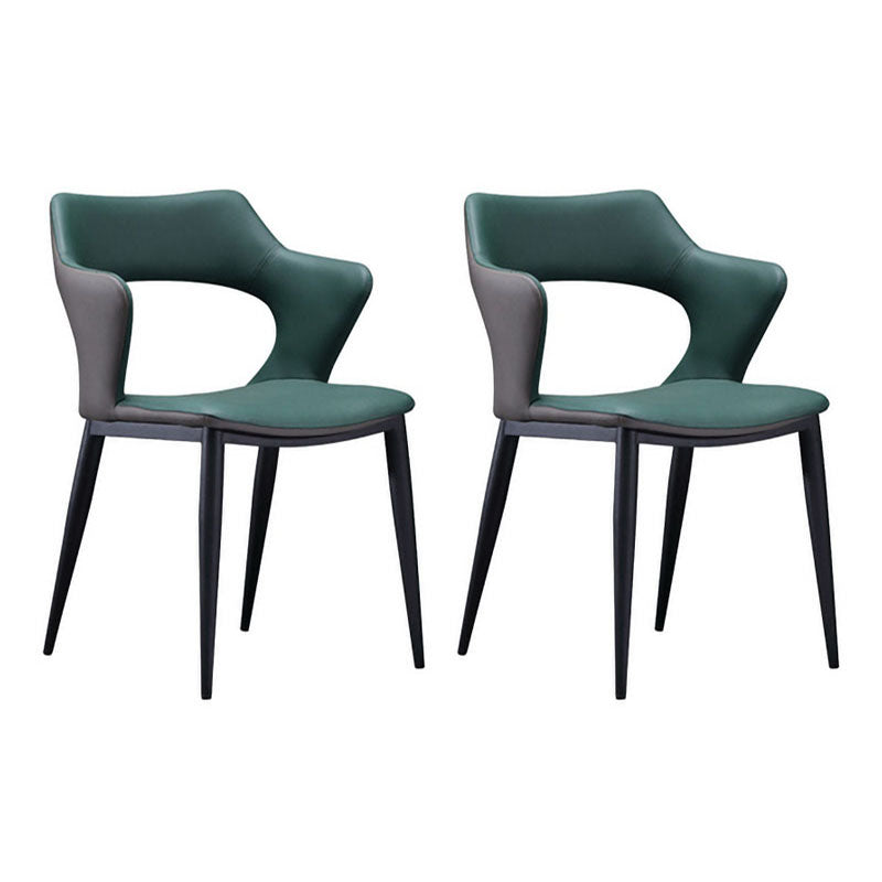 Faux Leather Side Chair Industrial Style Arm Open Back Side Chair