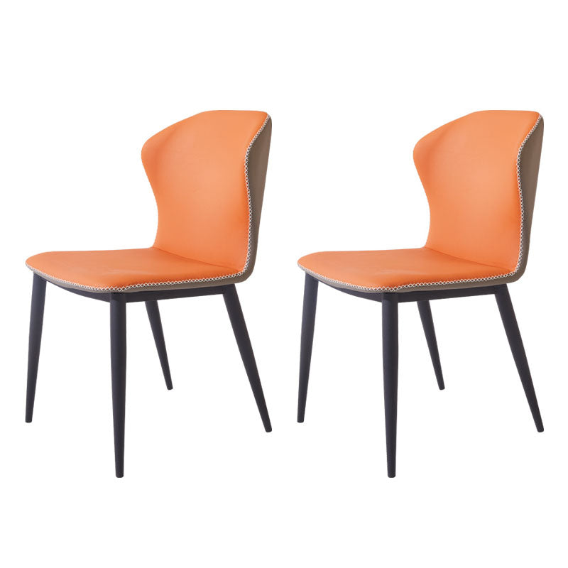 Contemporary Style Chair Kitchen Armless Wingback Chairs with Metal Legs