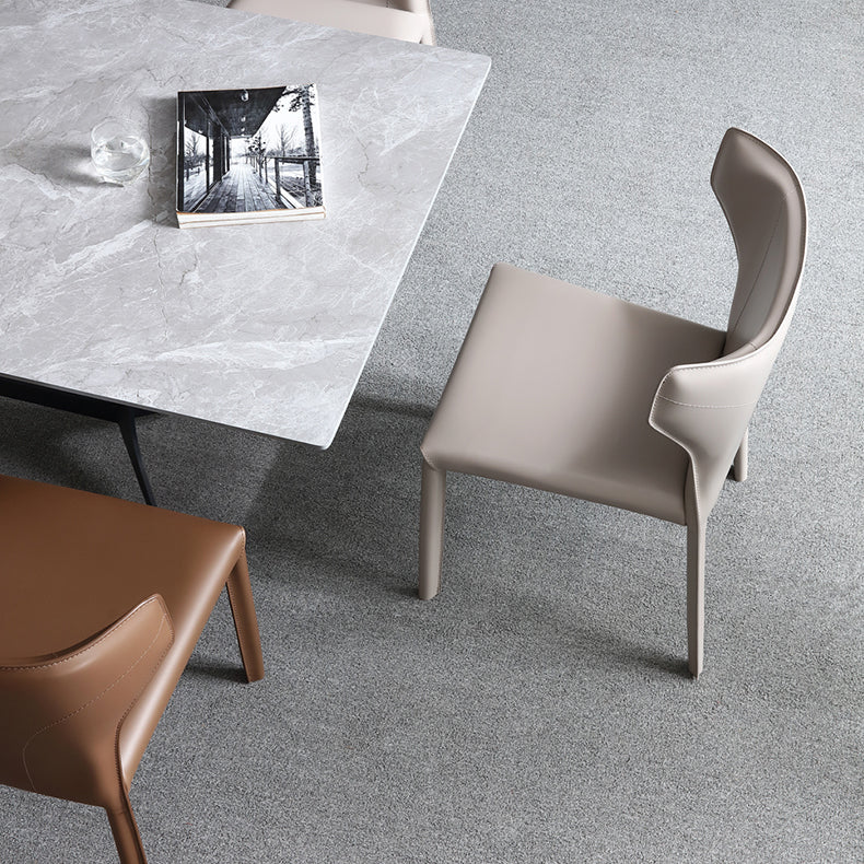 Wingback Side Chair Contemporary Leather Indoor-Outdoor Dining Chair