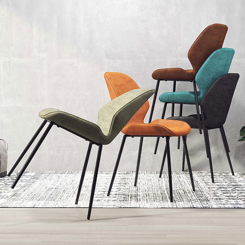 Contemporary Dining Chair Kitchen Wingback Armless Side Chair with Metal Legs