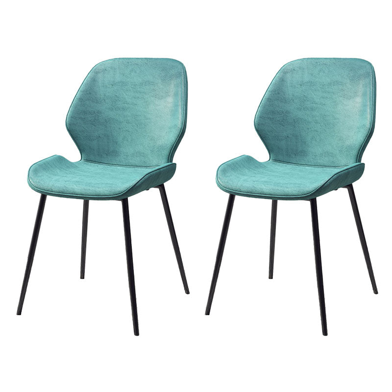 Contemporary Dining Chair Kitchen Wingback Armless Side Chair with Metal Legs