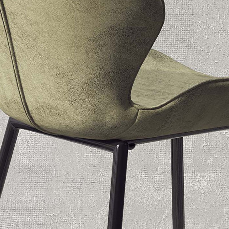 Contemporary Dining Chair Kitchen Wingback Armless Side Chair with Metal Legs