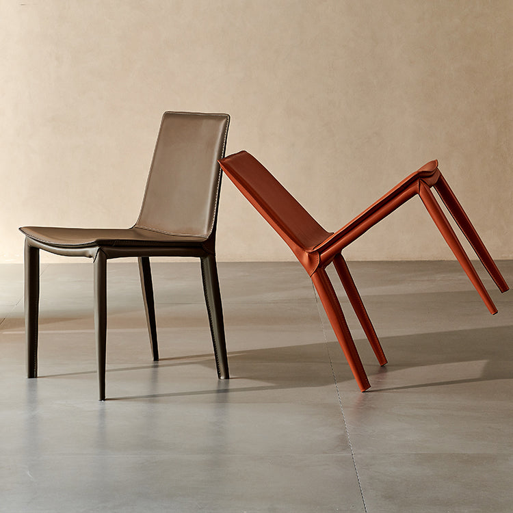 Contemporary Style Dining Chairs Armless Side Chairs with Metal Legs