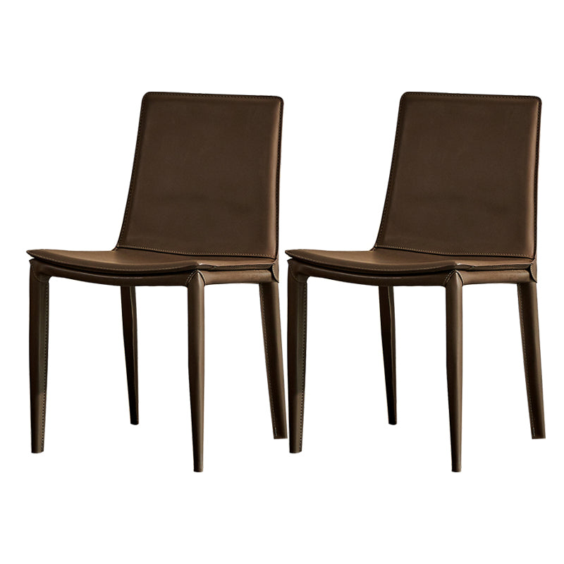 Contemporary Style Dining Chairs Armless Side Chairs with Metal Legs