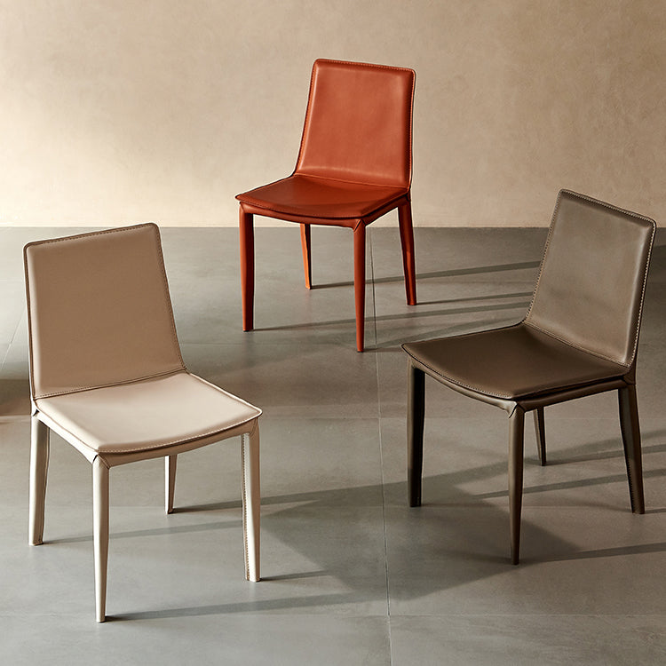 Contemporary Style Dining Chairs Armless Side Chairs with Metal Legs