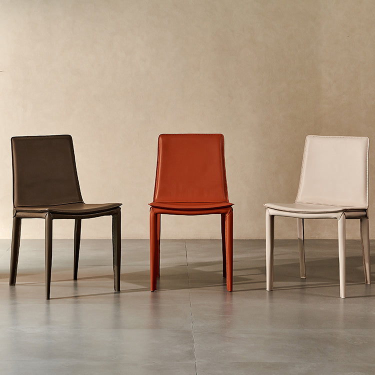 Contemporary Style Dining Chairs Armless Side Chairs with Metal Legs