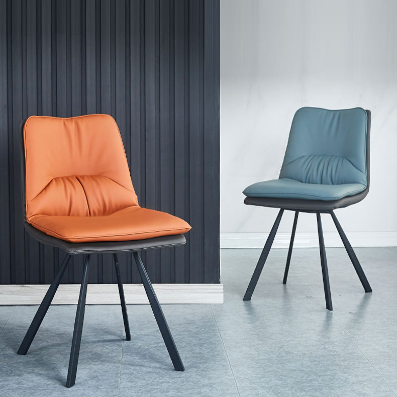 Contemporary Style Dining Chair Armless Side Chair with Metal Legs