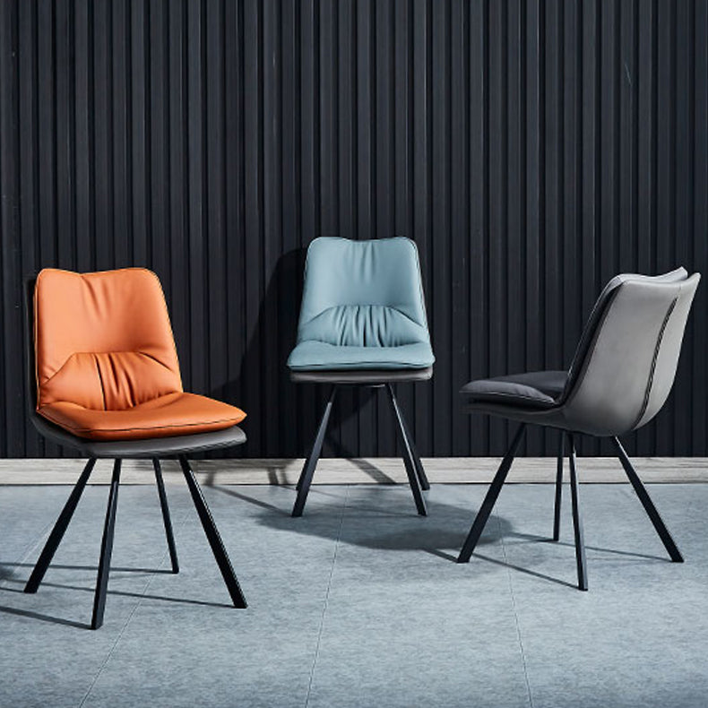 Contemporary Style Dining Chair Armless Side Chair with Metal Legs