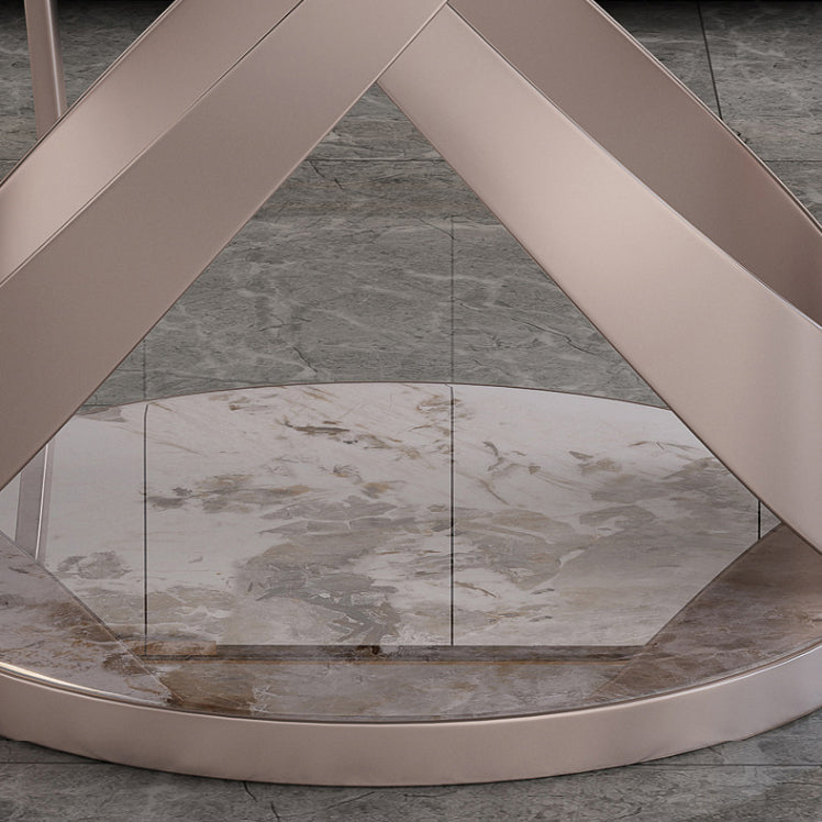 Round Dining Table Set 1/4/5/7 Pcs Sintered Stone Dining Table with Upholstered Chairs