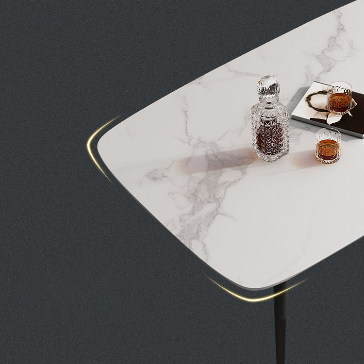 White Dining Table Set 1/2/5/7 Pcs Rectangle Dining Table with Wingback Chairs