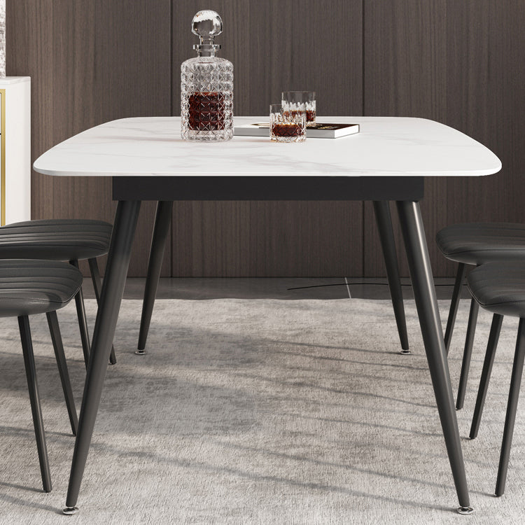 White Dining Table Set 1/2/5/7 Pcs Rectangle Dining Table with Wingback Chairs