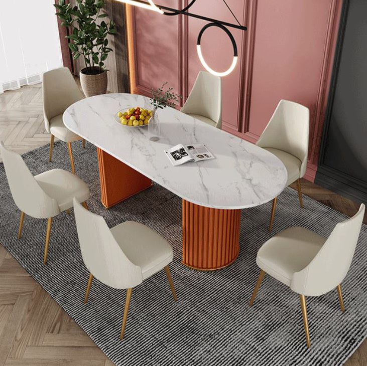 Nordic Glam Rectangle Sintered Stone Table Set 1/2/5/7 Pieces Dining Set