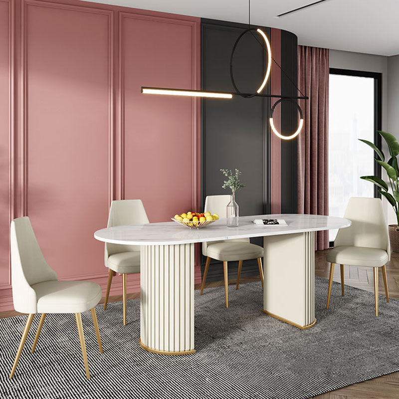 Nordic Glam Rectangle Sintered Stone Table Set 1/2/5/7 Pieces Dining Set