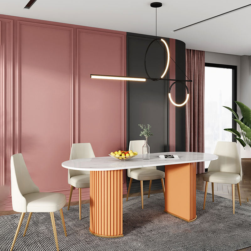 Nordic Glam Rectangle Sintered Stone Table Set 1/2/5/7 Pieces Dining Set