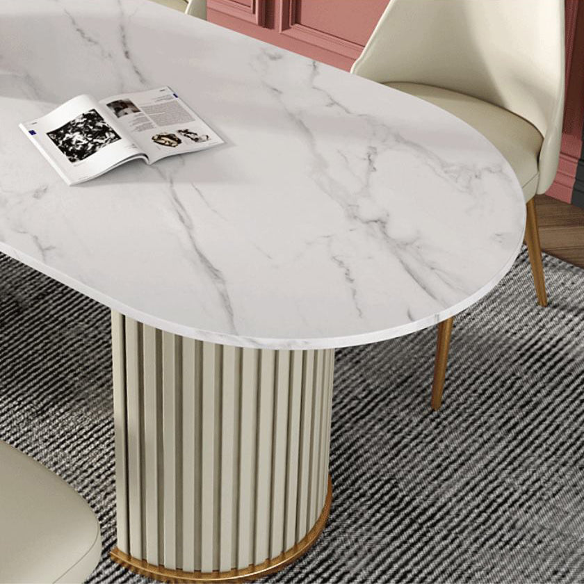 Nordic Glam Rectangle Sintered Stone Table Set 1/2/5/7 Pieces Dining Set