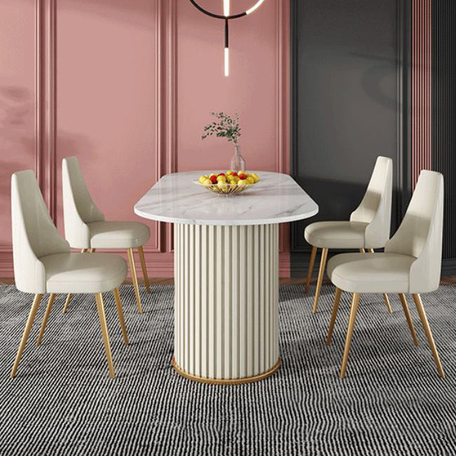 Nordic Glam Rectangle Sintered Stone Table Set 1/2/5/7 Pieces Dining Set