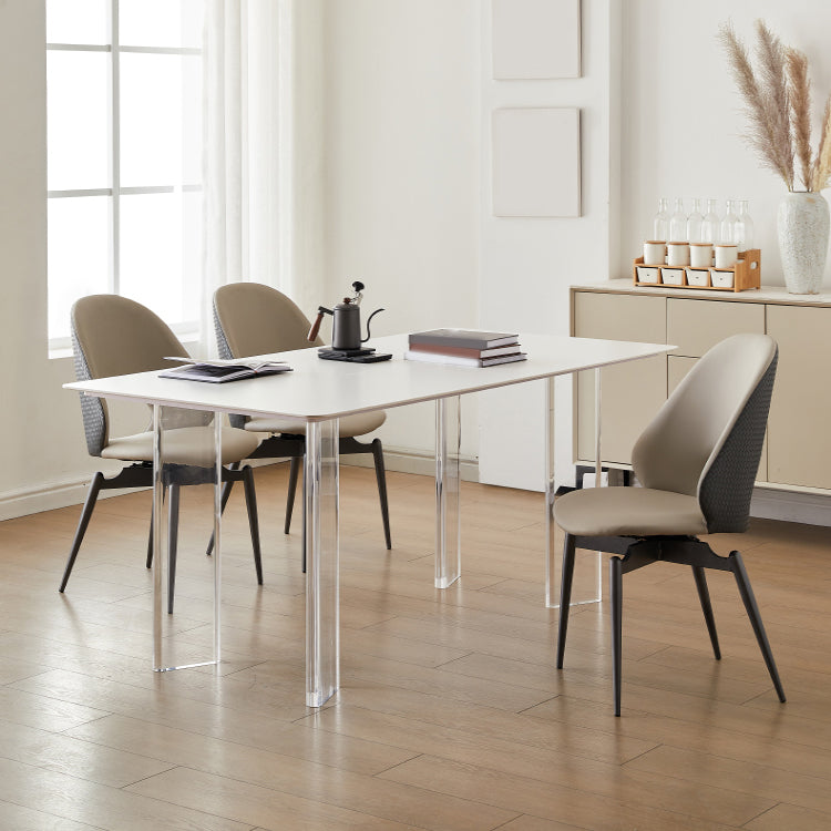 Rectangle Dining Table Set 1/2/5 Pcs Acrylic Base Dining Table with Side Chairs