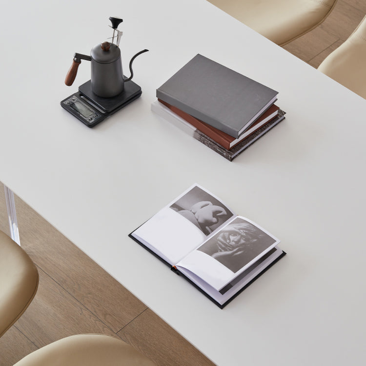 Rectangle Dining Table Set 1/2/5 Pcs Acrylic Base Dining Table with Side Chairs