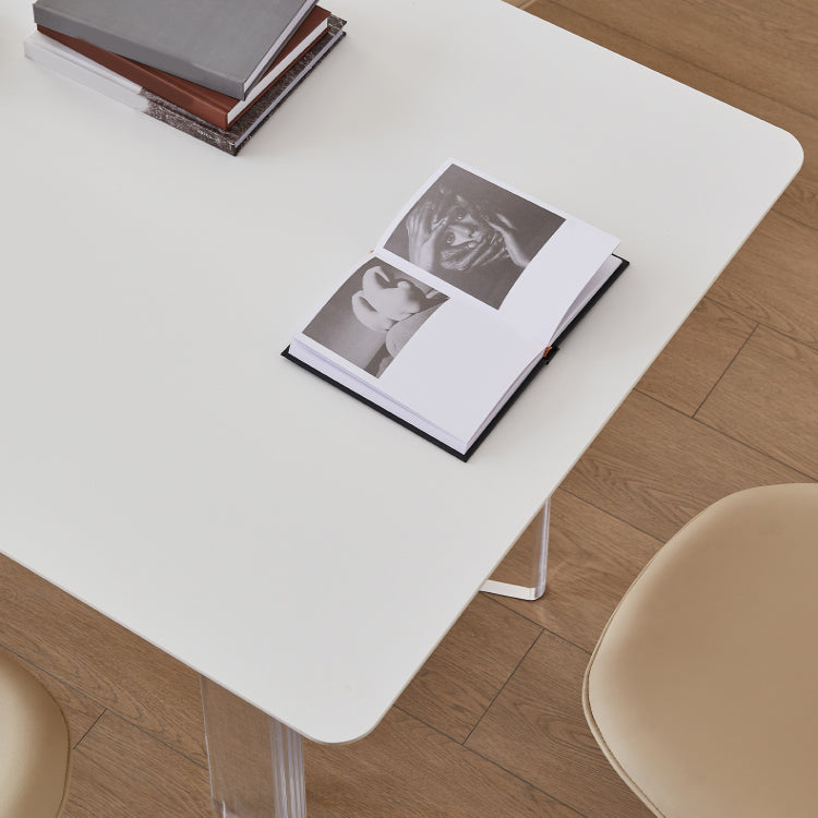 Rectangle Dining Table Set 1/2/5 Pcs Acrylic Base Dining Table with Side Chairs