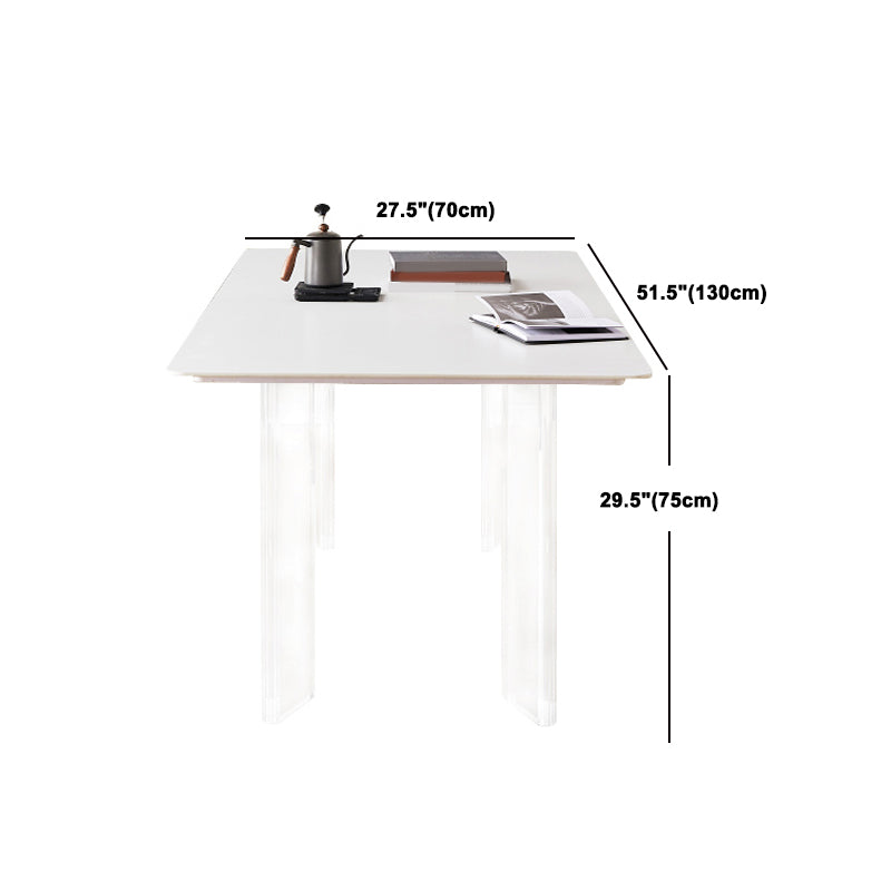 Rectangle Dining Table Set 1/2/5 Pcs Acrylic Base Dining Table with Side Chairs