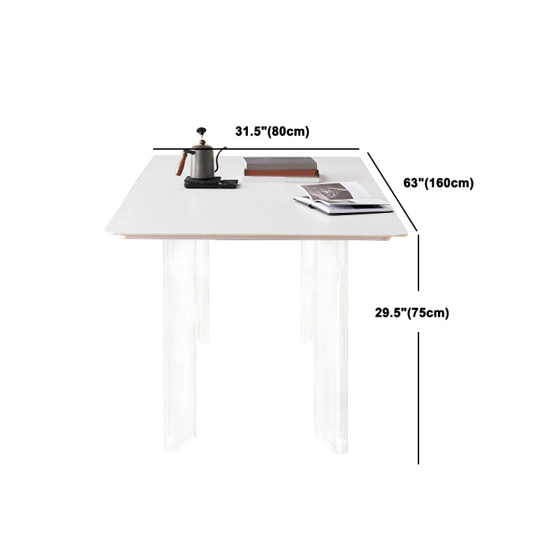 Rectangle Dining Table Set 1/2/5 Pcs Acrylic Base Dining Table with Side Chairs