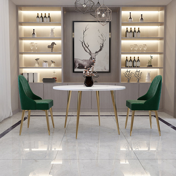 Nordic Glam Round Sintered Stone Table Set 1/3/5/7 Pieces Dining Set