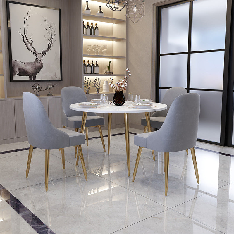 Nordic Glam Round Sintered Stone Table Set 1/3/5/7 Pieces Dining Set