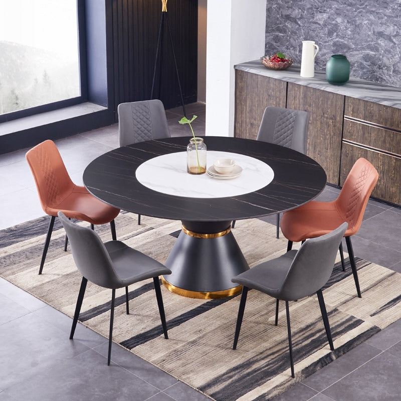 Contemporary Round Sintered Stone Table Set 1/7 Pieces Dining Set