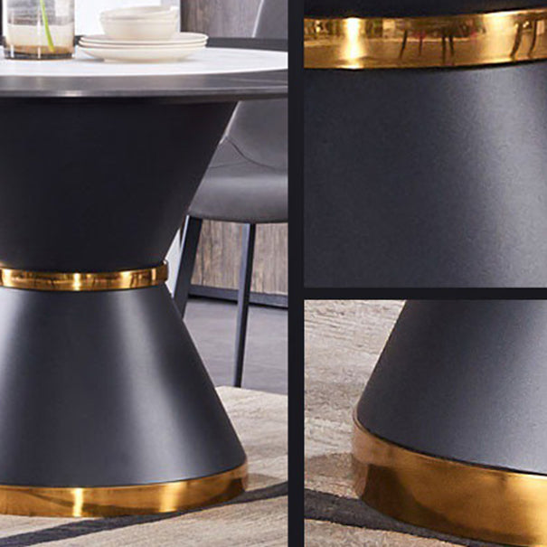 Contemporary Round Sintered Stone Table Set 1/7 Pieces Dining Set