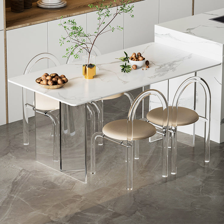 Modern Dining Set 1/2/5 Pcs Rectangle Acrylic Frame Dining Table and Chairs