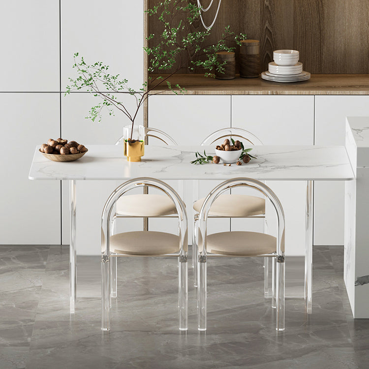Modern Dining Set 1/2/5 Pcs Rectangle Acrylic Frame Dining Table and Chairs